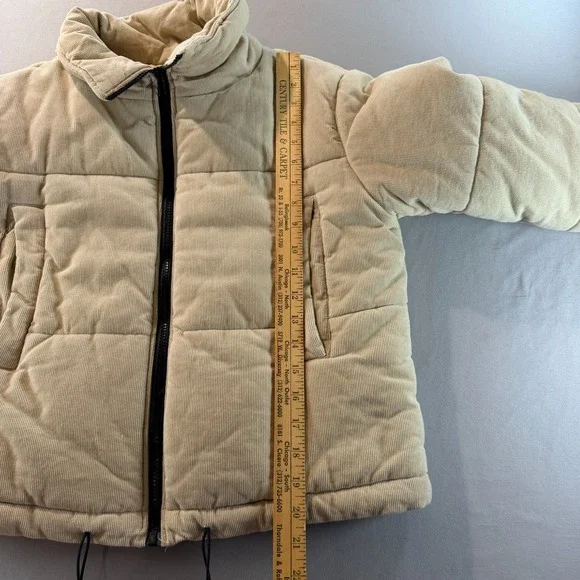 Princess Polly Beige Corduroy Puffer Jacket Women's US 2 Quilted Zip Winter Coat - Picture 9 of 10